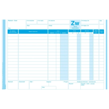 ZW zwrot materiałów A5 374-3